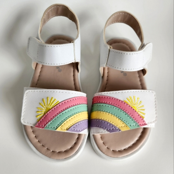3T Size EU:24/US:8 Toddler Girls Summer White Sandals with Rainbow Embroidery - Picture 3 of 12